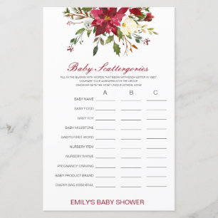 Baby Scattergories Baby Shower Game PRINTED
