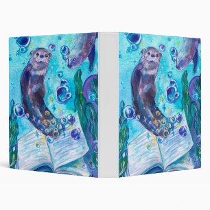 Baby Sea Otter Playing in Water Cute Artwork Binder