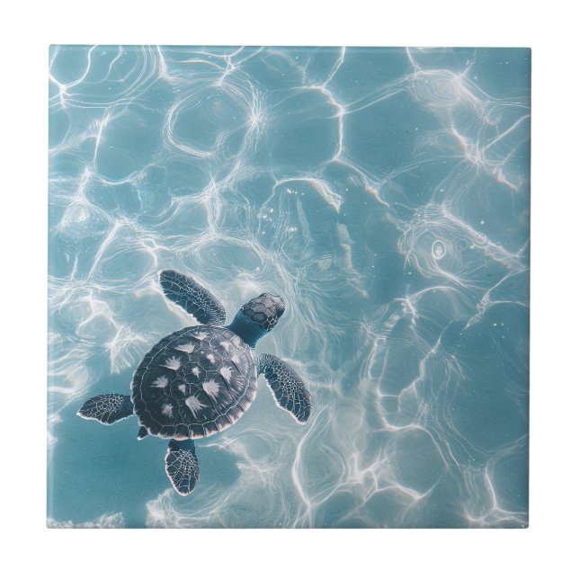Baby Sea Turtle in Clear Water Tile (Front)