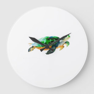 Baby Sea Turtle Moving Toward the Sea Large Clock