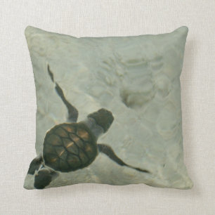 Baby Sea Turtle Swimming Out To Sea Throw Pillow