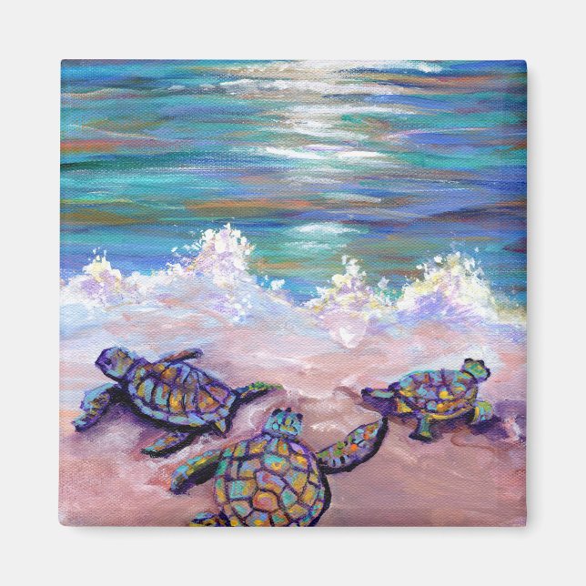 Baby Sea Turtles at the Beach Magnet (Devant)