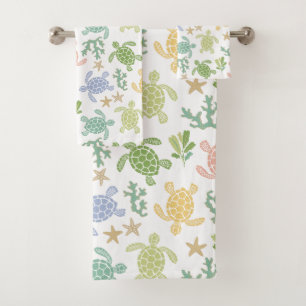 Baby Sea Turtles Pink Bath Towel Set