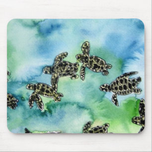 baby sea turtles reptile animal wildlife painting mouse pad
