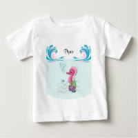 Baby Seahorse | Pink Personalized Baby T-Shirt