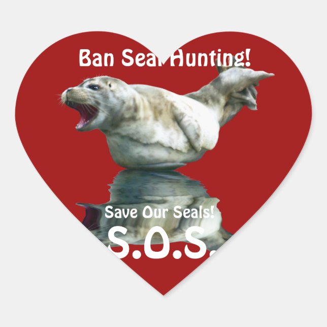 BABY SEAL Anti Seal-Hunt Wildlife Heart Sticker (Front)