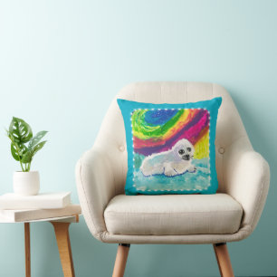 Baby Seal "Art by Kids" Throw Pillow