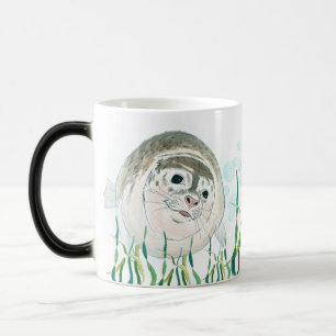 Baby Seal Smiling Cute Watercolor Sketch Magic Mug