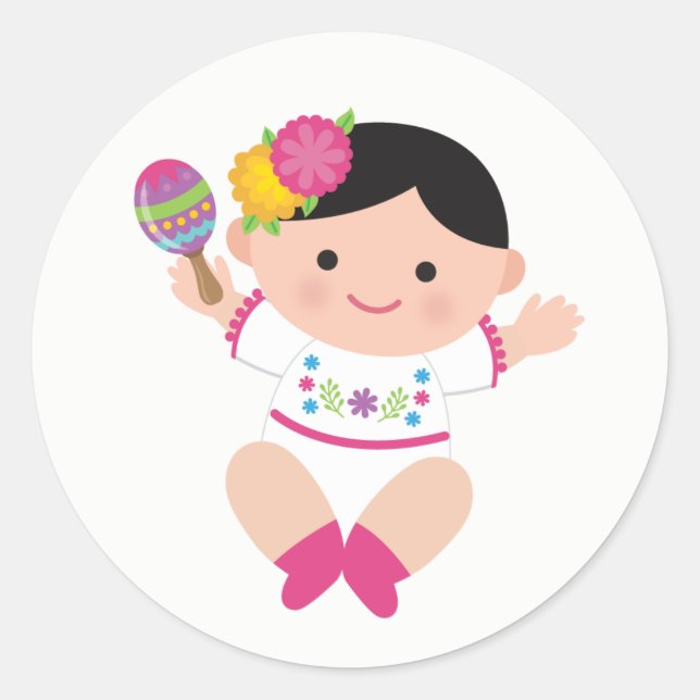 Baby Señorita, Fiesta Baby Shower Stickers (Devant)