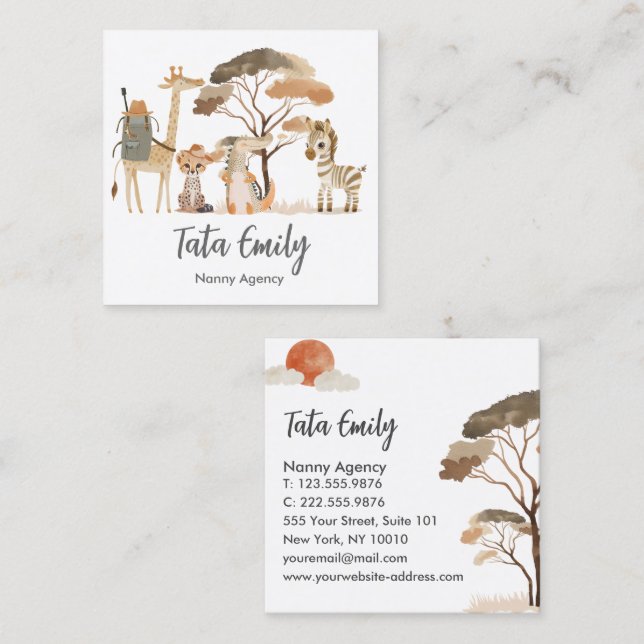 Baby Services Cute Animaux Carte de visite (Devant / Derrière)