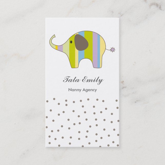 Baby Services Cute Elephant Carte de visite (Devant)