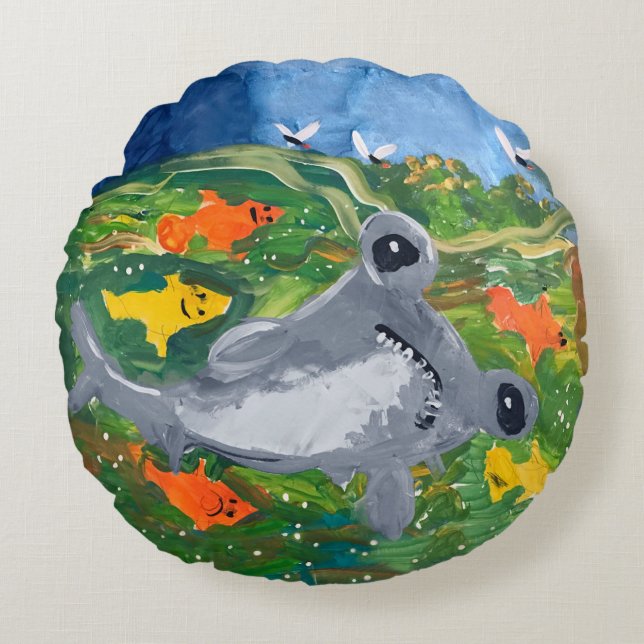 Baby Shark "Art by Kids" Round Pillow (Front)