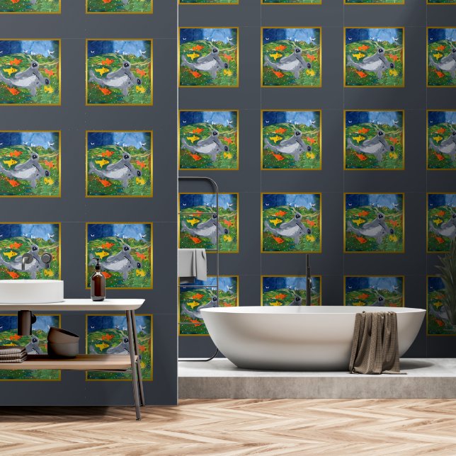 Baby Shark Art by Kids Wallpaper (Bathroom)