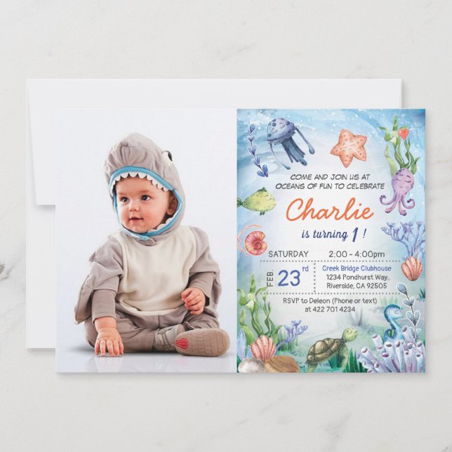 Baby shark birthday invitation (Front)