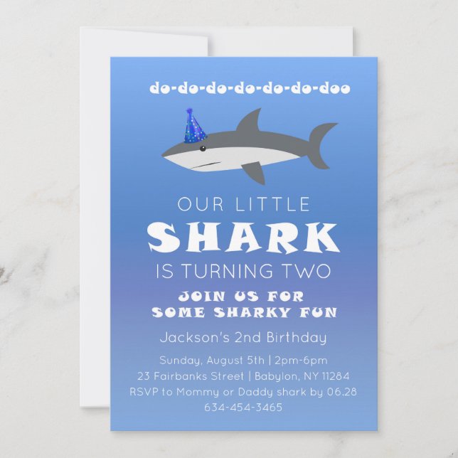 Baby Shark Birthday Party Invitation for Toddler (Front)