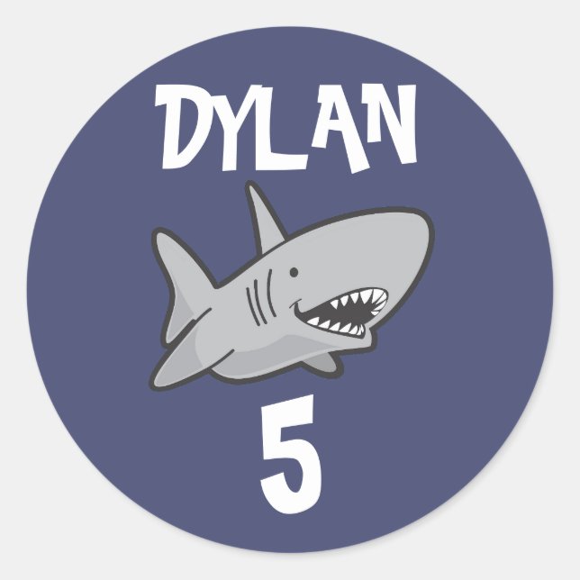 Baby Shark Blue Birthday Classic Round Sticker (Front)