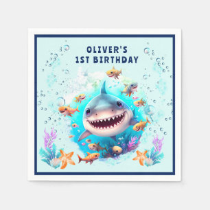 Baby Shark Boy 1st Birthday Party Paper Napkins