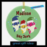 Baby Shark Festive Christmas Awesome Ceramic Ornament<br><div class="desc">Cartoon Baby Shark Family. Baby Shark Festive Christmas Awesome Ceramic Ornament will make them happy.</div>