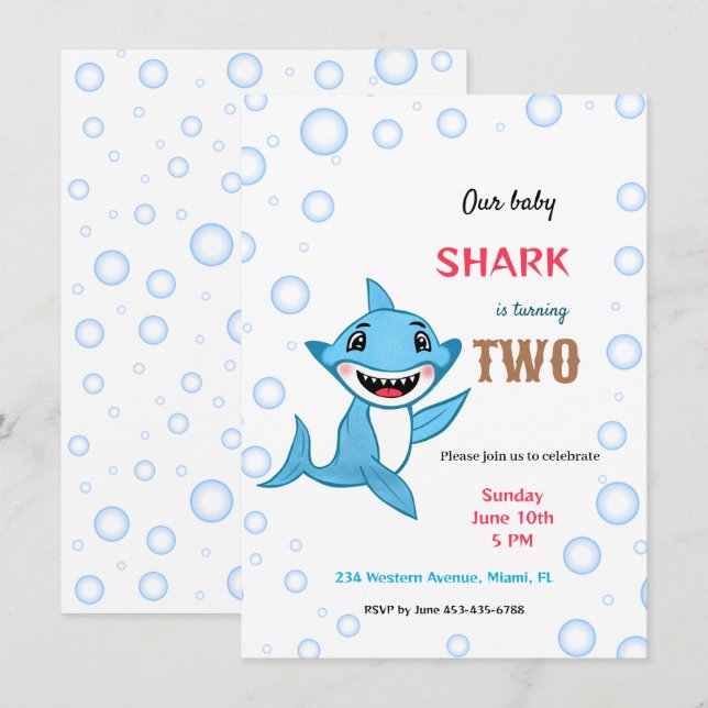 Baby shark invitation (Front/Back)