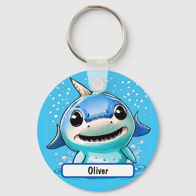 Baby Shark Keychain With Custom Nametag (Front)