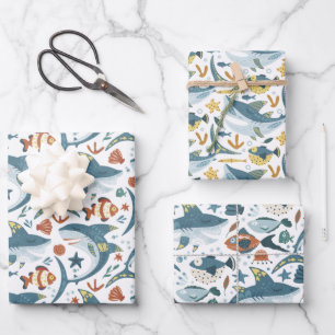 Baby Shark Kids Birthday Party Gift Wrapping Paper Sheet