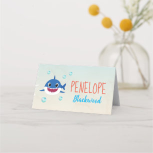 Baby shark party food label, shark place card