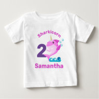 Baby Shark Pink Unicorn Custom Age Name