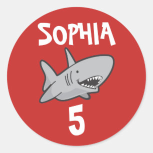Baby Shark Red Birthday Classic Round Sticker
