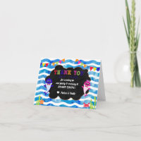 Baby Shark Thank You Card Girl and Boy Birthday