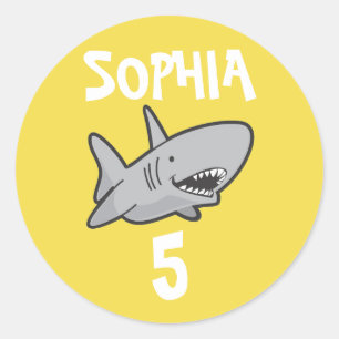 Baby Shark Yellow Birthday Classic Round Sticker