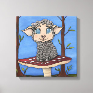Baby Sheep on Toadstool Canvas Print