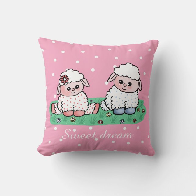 baby sheeps throw pillow (Front)