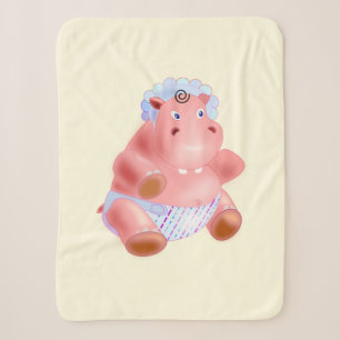 Baby Sherpa Blanket with Happy Baby Hippo