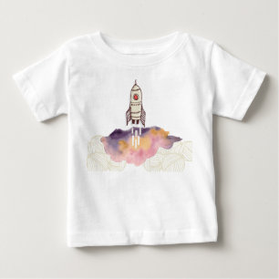 Baby Shirt Rocket Ship Lift Off Colourful Cloud