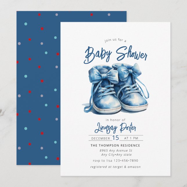 Baby Shoes | Blue Boy Baby Shower Invitation (Front/Back)