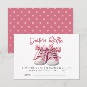 Baby Shoes   Pink Girl Baby Shower Diaper Raffle Enclosure Card