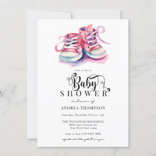Baby Shoes Pink Girl Baby Shower Invitation