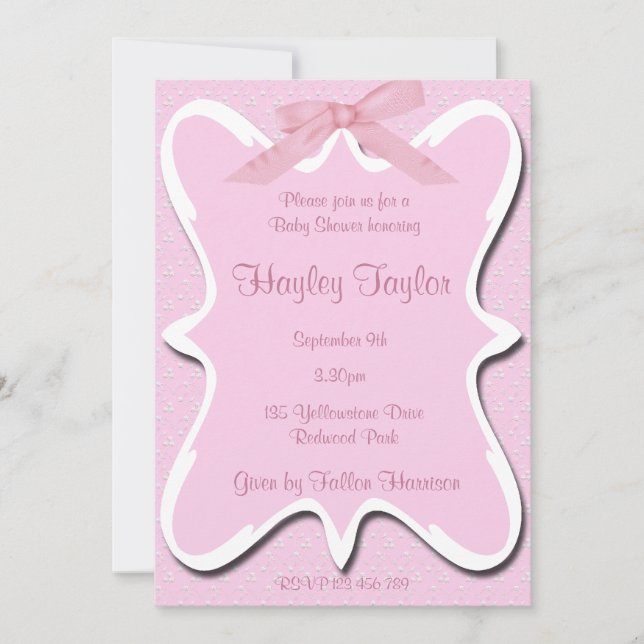 Baby shower à arc rose Invitation (Devant)