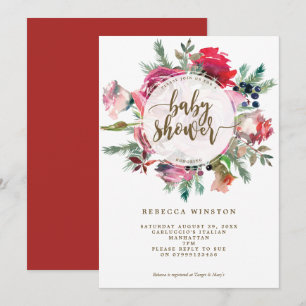 baby shower à fleurs hivernales de noël invitation