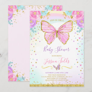 Baby shower à papillon Invitation Baby shower fill