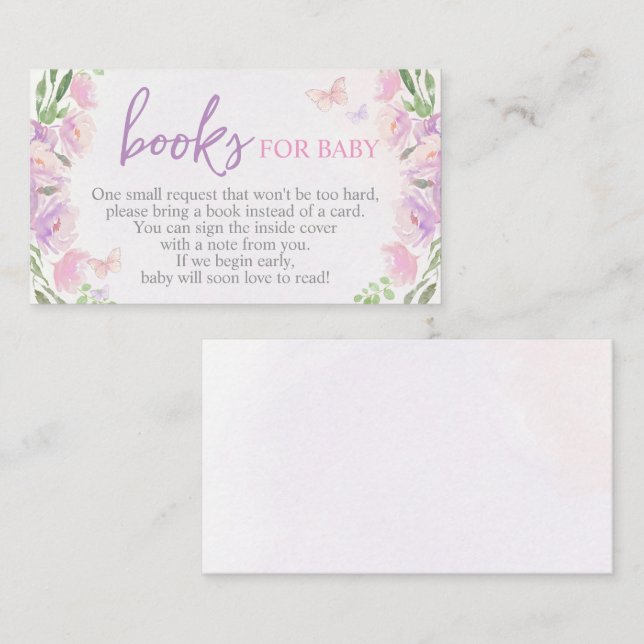 Baby shower à papillons Lilac Apportez une carte d (Devant / Derrière)