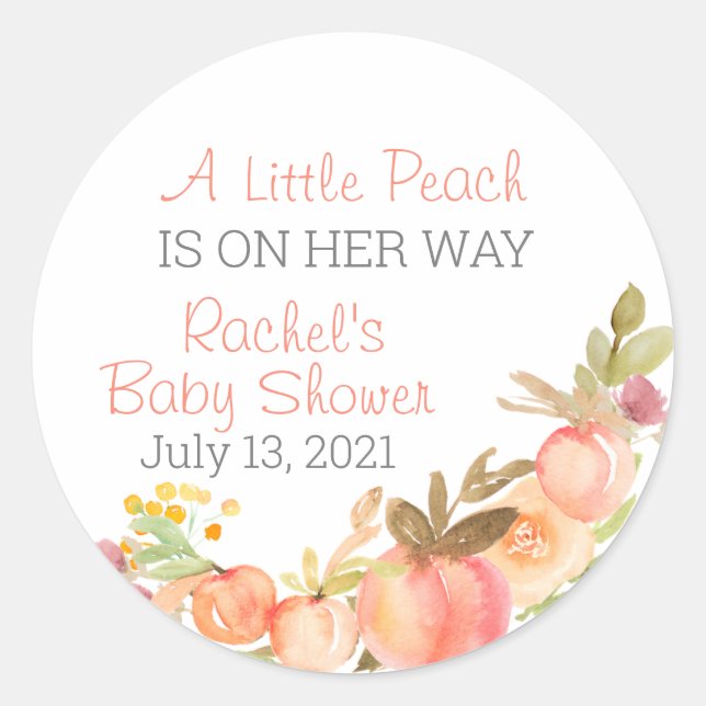 Baby shower À Thème Peach Favoriser Stickers (Devant)