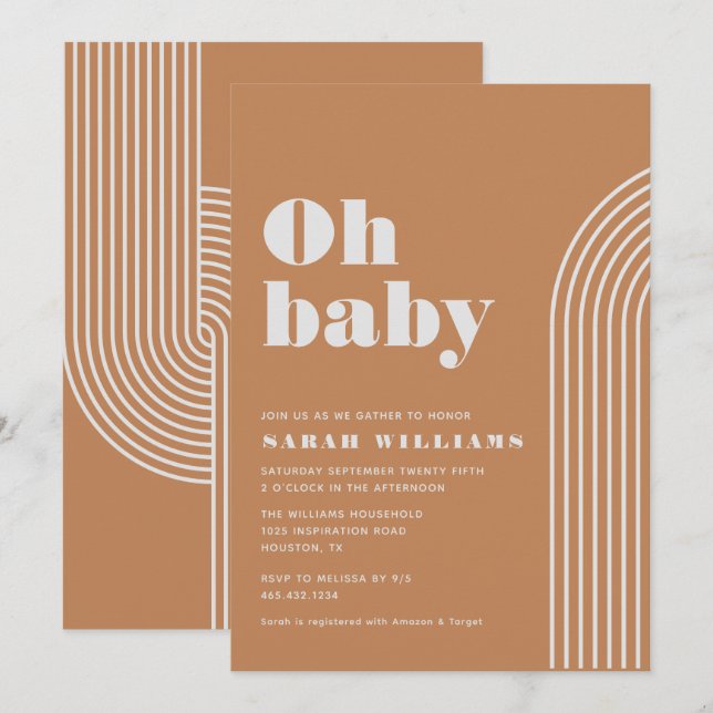 Baby shower Abstrait rétro | Invitation (Devant / Derrière)