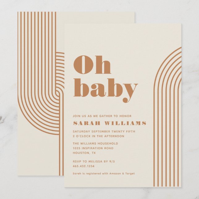 Baby shower Abstrait rétro | Invitation (Devant / Derrière)
