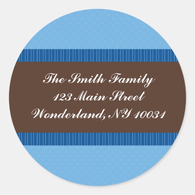 Baby Shower Address Label - Blue and Brown (Front)