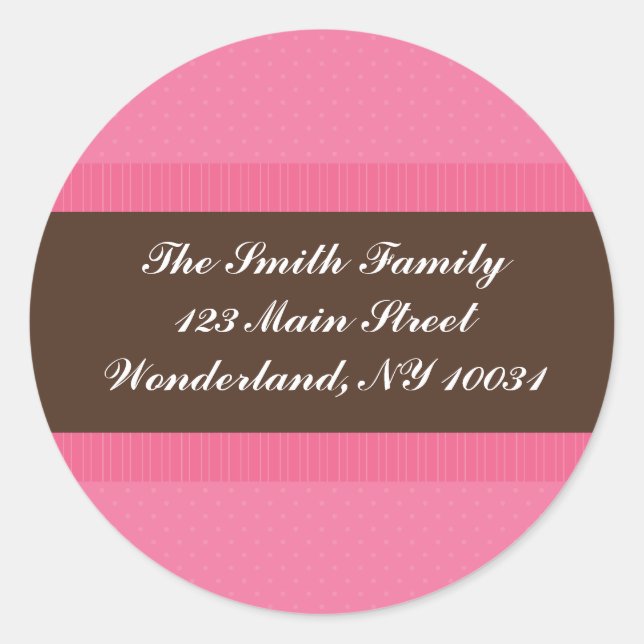 Baby Shower Address Label - Pink and Brown (Front)