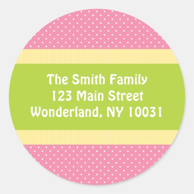 Baby Shower Address Label - Pink/Green (Front)