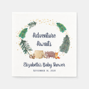 Baby Shower Adventure Awaits Woodland Animals Napkin