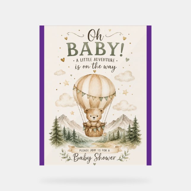 Baby Shower Adventure Invitation Acrylic Sign (Front)
