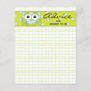 Baby Shower Advice Card "Blue Green Owl"